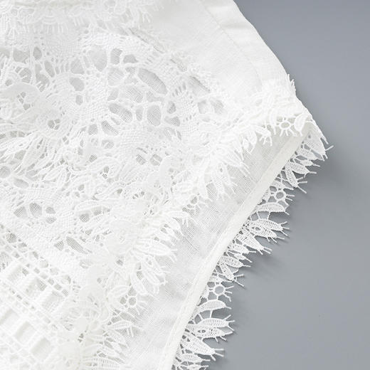 「高货wl」全新升级【铂金会员413/天猫559/差价146】(99445)洛诗琳法式亚麻镂空蕾丝T恤上衣精致花边半身裙两件套女 商品图2