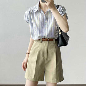  扔掉T恤！今夏流行【小飞袖】条纹衬衫，遮肚腩遮拜拜肉！巨显气质巨温柔 ！