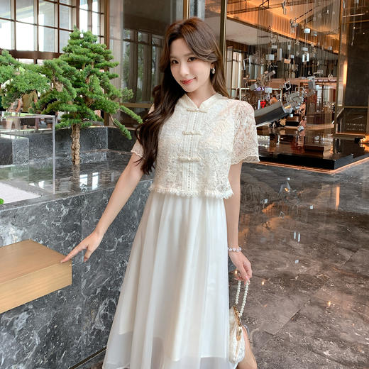奢姿大码女装2025夏季新中式国风假两件改良连衣裙胖妹妹时尚裙子9952853313 商品图1
