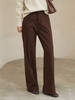 秋冬新款深棕色高腰阔腿裤 复古明线设计宽松显瘦休闲裤 百搭垂感直筒长裤 商品缩略图0