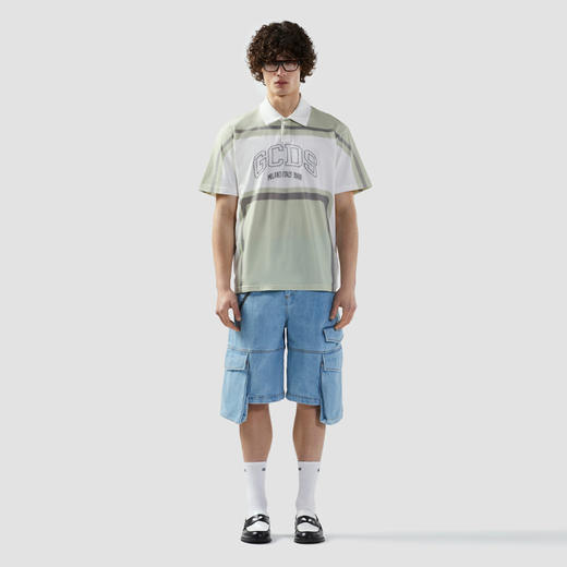 GCDS 男士字母徽标印花棉质圆领短袖T恤 浅绿色 B1CM2504JE9 82 商品图3