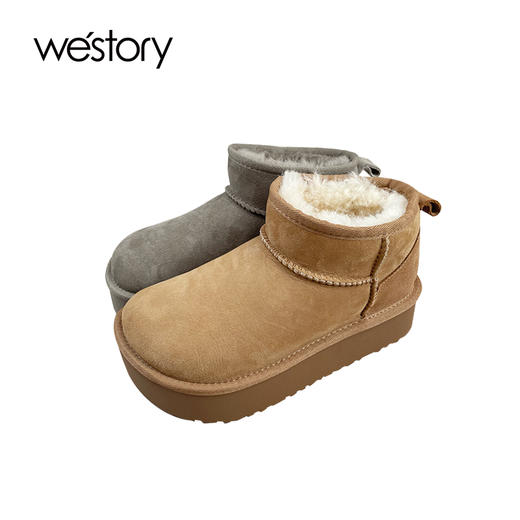 westory2024年春季新款皮毛一体毛毛内里超保暖雪地靴短靴S24DS83931 商品图0