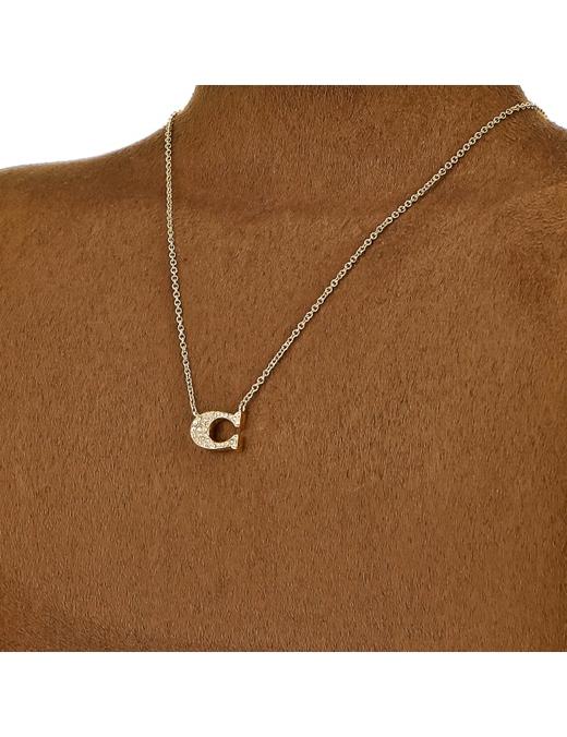 【新春特惠】【品牌授权】COACH蔻驰奥莱潮流高奢饰品项链 经典C标志密镶项链-金色 商品图3