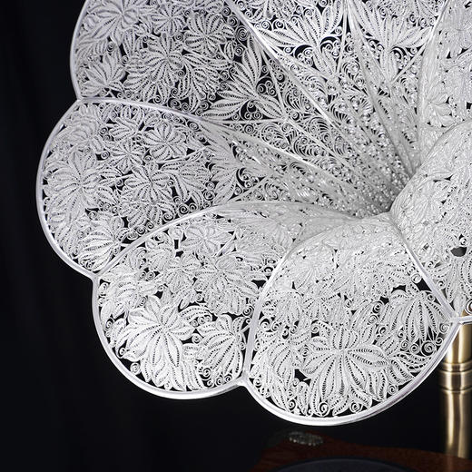 子佩集S999银手工银花丝【白玉海棠之音留声机】摆件大师工坊原创设计【BYHTHSP】2506 商品图1