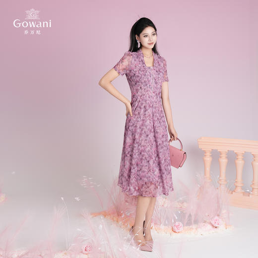 乔万尼2025夏季新品印花收腰南法风情连衣裙ED2E532 商品图1