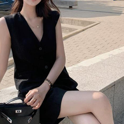 Michael Klein 夏季时尚休闲老钱风凉感天丝亚麻马甲+短裤套装 2361上衣+2362裤子（下单3-7天发货） 商品图0