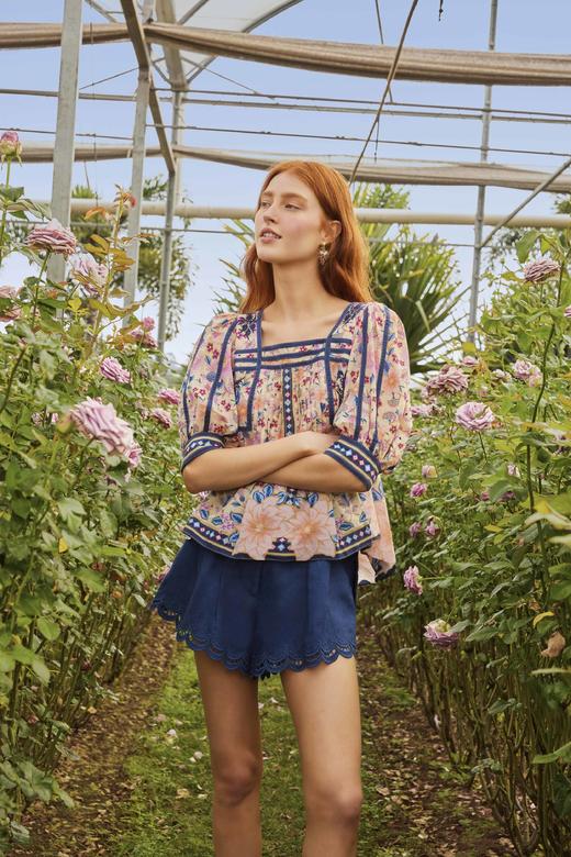 Farm Rio - Richelieu Running Shorts - Navy Blue - 女装 - 短裤 - 深蓝色 商品图1