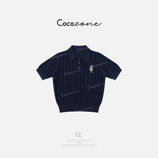 COCO ZONE 刘一一“小熊polo”莱赛尔混纺刺绣毛织上衣 CD2A1366 商品图2