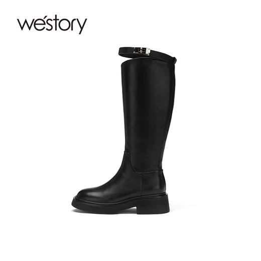 westory2022年秋冬新款黑色长靴显瘦骑士靴82701 商品图1