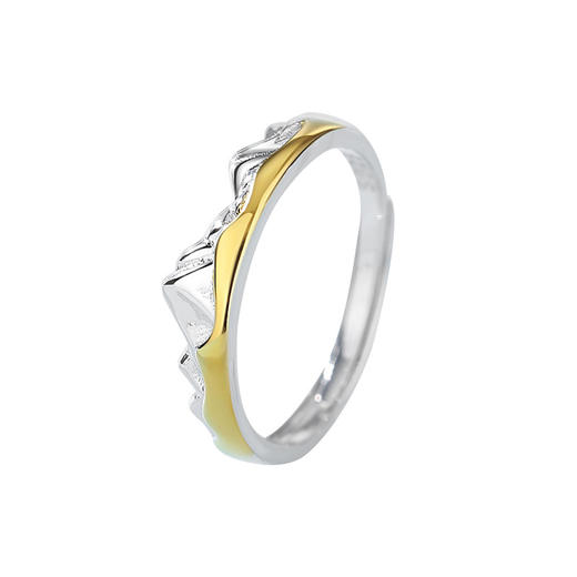 卡蒂罗/KADER 浪漫山峰情侣对戒 神圣珠峰浪漫女神小众不规则设计开口可调节素圈一对 简约时尚不撞款钟爱久久 商品图3