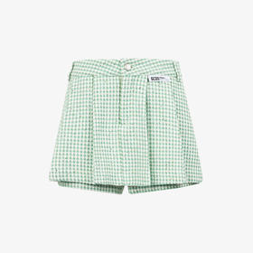 GCDS 女士字母徽标标签涤纶粗花呢褶皱迷你裙 浅绿色 B1CW3207TN4 83