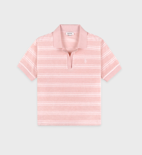 Sporty & Rich - Src Terry Polo - Pink Dolphin Striped - 女装 - Polo衫 - 粉色条纹