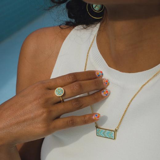 心艺手作：“努苏姆”系列戒指 Puffy Gold Ring in Blue/Amour/Teal 商品图8