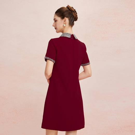 QF8D9斯尔丽25夏季新款名媛风精致镶钻减龄时尚H身型挡肚子连衣裙 商品图6