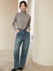 【加绒加厚】复古蓝直筒牛仔裤女 高腰显瘦 冬季宽松百搭做旧水洗阔腿长裤 商品缩略图1