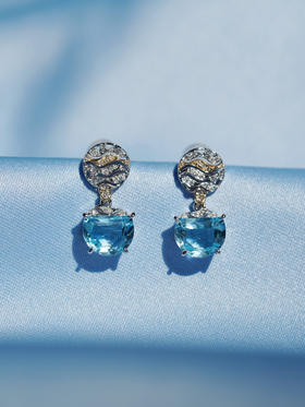 【喆】海蓝宝浪花耳钉