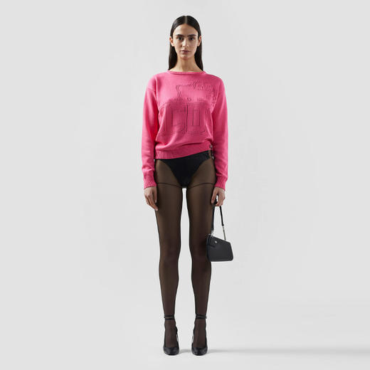 GCDS 女士 Hello Kitty 徽标混纺棉质短款圆领长袖T恤 粉色 B1HW1519KH4 55 商品图3