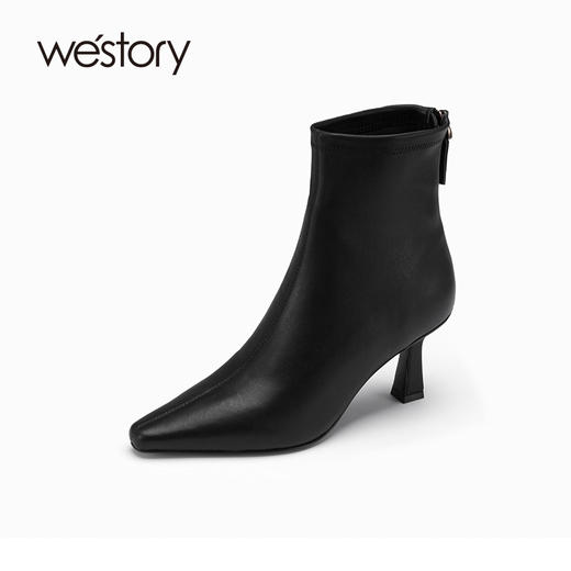 westory2022年秋冬新款尖头通勤高跟鞋短靴82711 商品图1