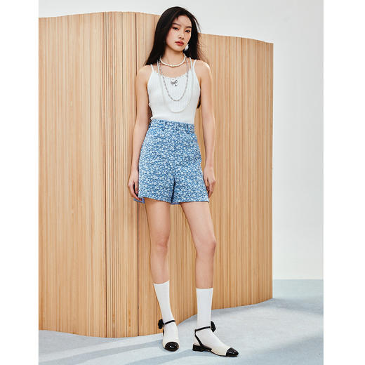 水洗浅牛仔蓝高腰短裤女高级气质感裤子25夏季(货号:MS86PA024B1002) 商品图4