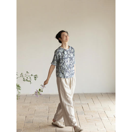 牧衣游原创 汉麻炒色休闲裤夏新品轻薄柔软舒爽质朴宽松裤子 露序 商品图2