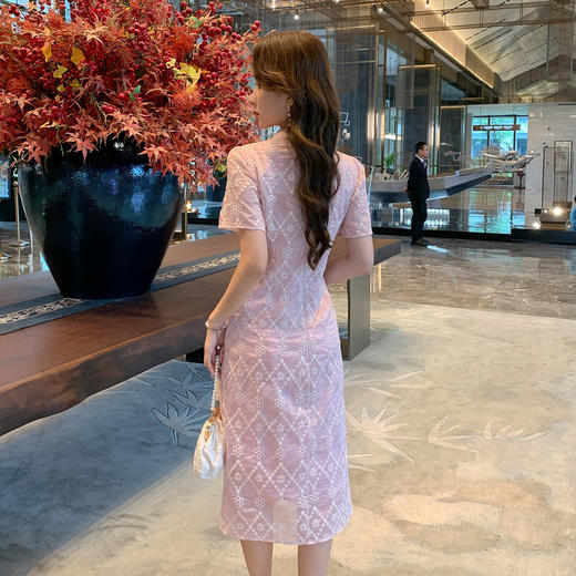 【清仓超15天不保价】奢姿大码女装2025夏季时尚短袖盘扣连衣裙胖妹妹气质拼接显瘦裙子9952858360【1】 商品图3