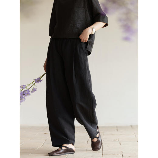 【经典回归】牧衣游原创 幽绿龟裂纹香云纱裤子夏宽松百搭 阳光海 商品图1