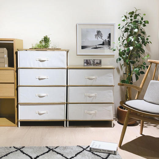 3/4层收纳柜 浅棕色白色 商品图5