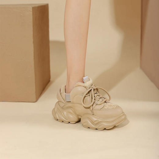 westory秋冬新款厚底百搭圆头系带真皮休闲运动鞋72941 商品图3