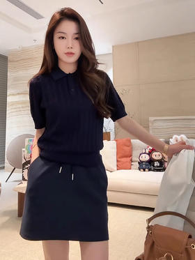 COCO ZONE 刘一一“小熊polo”莱赛尔混纺刺绣毛织上衣 CD2A1366