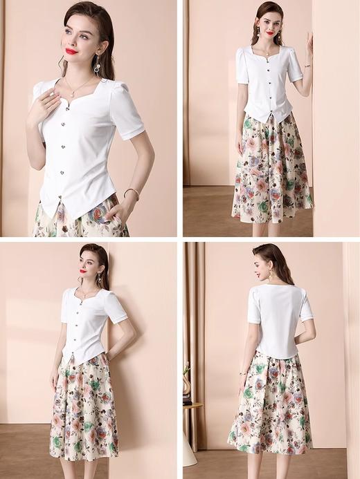 「自」全新升级【铂金会员109/天猫149/差价40】(03223)洋气方领短袖T恤女2025夏季新款气质通勤百搭设计感上衣 商品图4