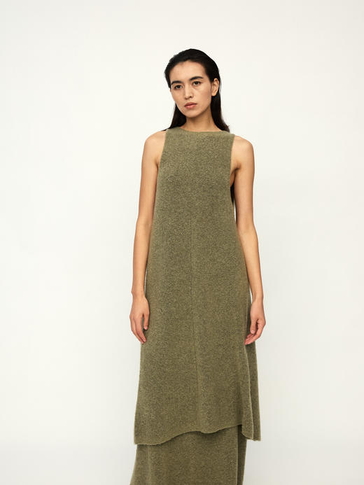 Ruohan 25PF 绿色圈圈纱羊绒针织层叠上衣 商品图3