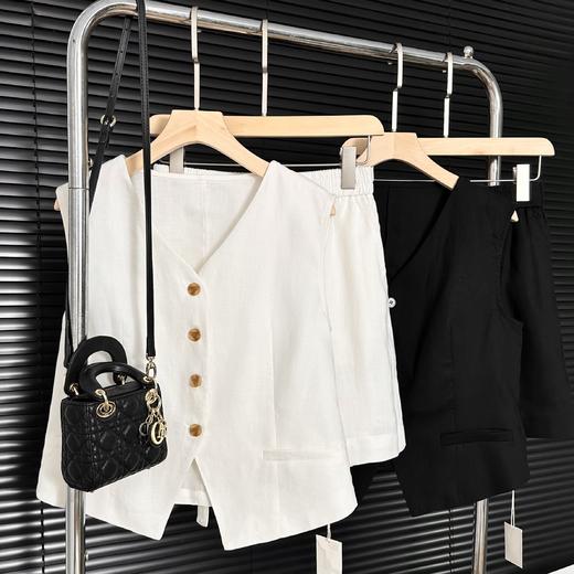 Michael Klein 夏季时尚休闲老钱风凉感天丝亚麻马甲+短裤套装 2361上衣+2362裤子（下单3-7天发货） 商品图3