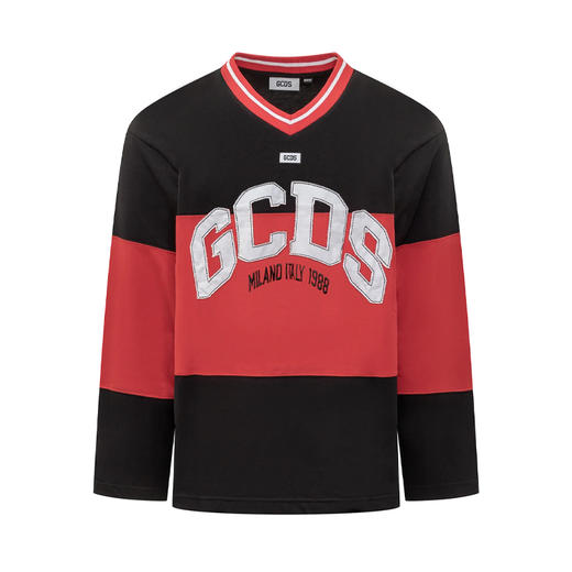 GCDS 男士字母徽标刺绣棉质圆领长袖T恤 混色 B1CM2201JE9 09 商品图0