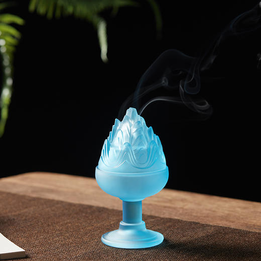 【送沉香20盘】琉璃香炉，蓝色博山炉、夏荷、狻猊、白莲花四款可选，雅致之物【G】 商品图0