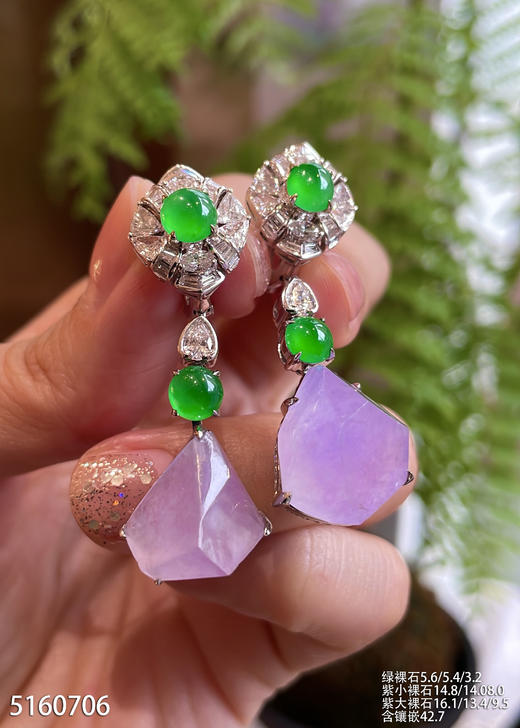 玻璃种粉紫罗兰随形耳坠【5160706】具体价格微信咨询 商品图3