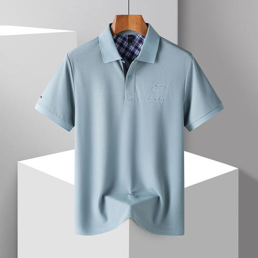 【防晒凉感醋酸亚麻桑蚕丝】罗蒙男士Polo衫休闲通勤t恤男夏季短袖舒适百搭polo衫男 商品图2