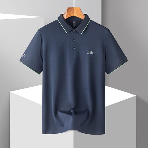 【防晒凉感醋酸亚麻桑蚕丝】罗蒙男士夏季短袖Polo衫经典翻领休闲商务通勤t恤男短袖 商品图1