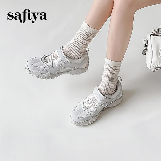 预售7天|Safiya/索菲娅2025芭蕾风魔术贴透气网面百搭机能德训休闲鞋SFD3111417 商品图1