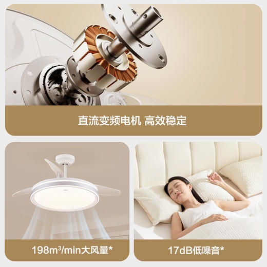 欧普（OPPLE）韵风餐厅风扇灯全光谱现代简约卧室隐形吊扇灯 商品图3