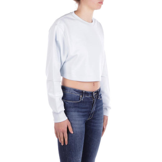 GCDS 女士字母徽标印花弹力棉质圆领长袖T恤 浅蓝色 B1EW1516UW0 75 商品图1