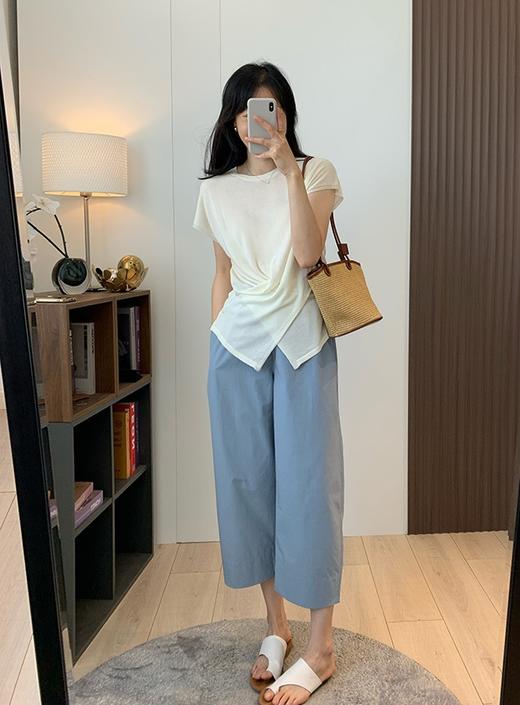 丝滑裸感真丝莱赛尔交叠扭结设计瘦瘦衫 商品图1