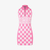 GCDS 女士字母徽标格纹半拉链迷你连衣裙 粉色 B1CW1015KH7 55 商品缩略图0