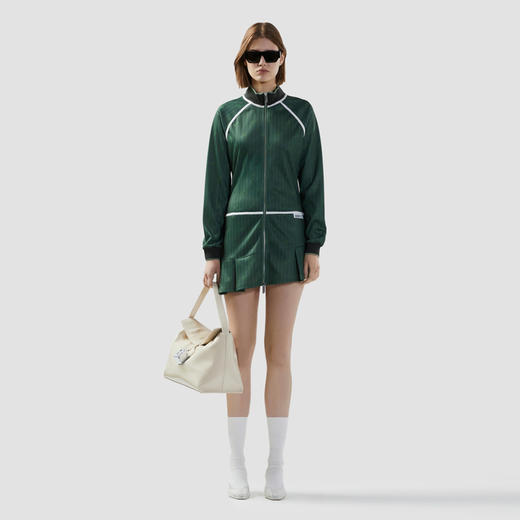 GCDS 女士字母徽标标签细条纹全拉链迷你连衣裙 绿色 B1CW1012JH4 85 商品图3