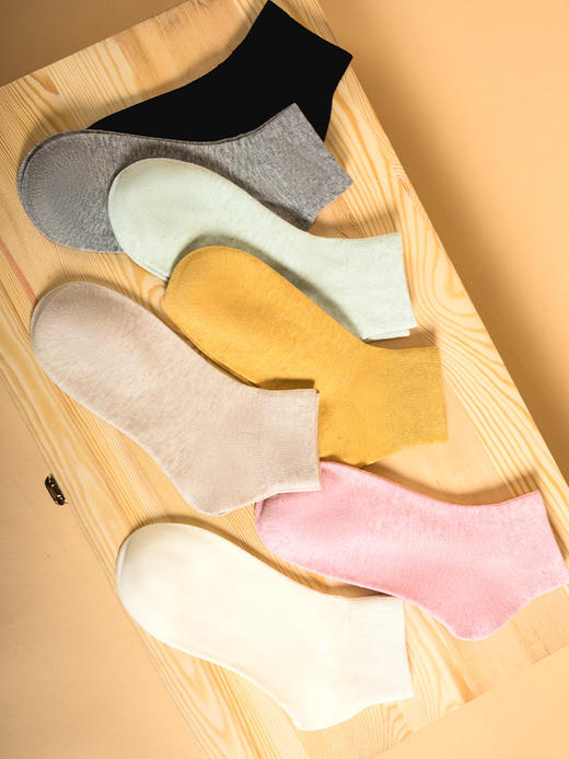 任选5双36.8元 足装秀女短筒袜春夏轻薄棉袜纯色吸汗透气女士短袜 商品图3