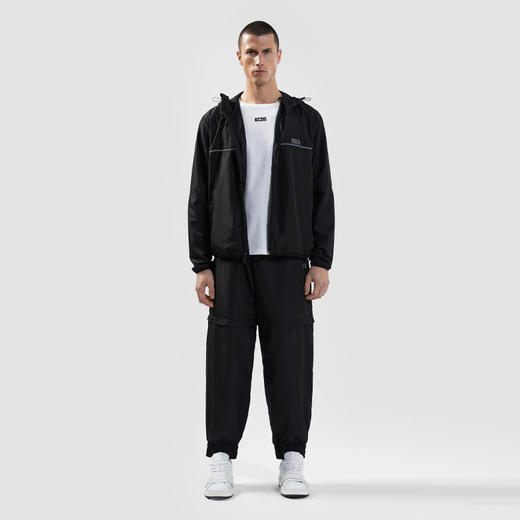 GCDS 男士字母徽标贴花尼龙休闲运动裤 黑色 B1EM3006AW1 99 商品图3