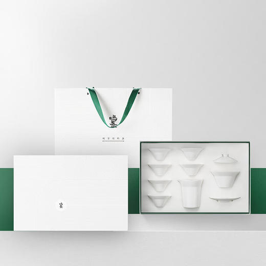 【鸣盏羊脂玉瓷八件套MZ8010】 羊脂玉瓷专业盖碗套装 商品图3