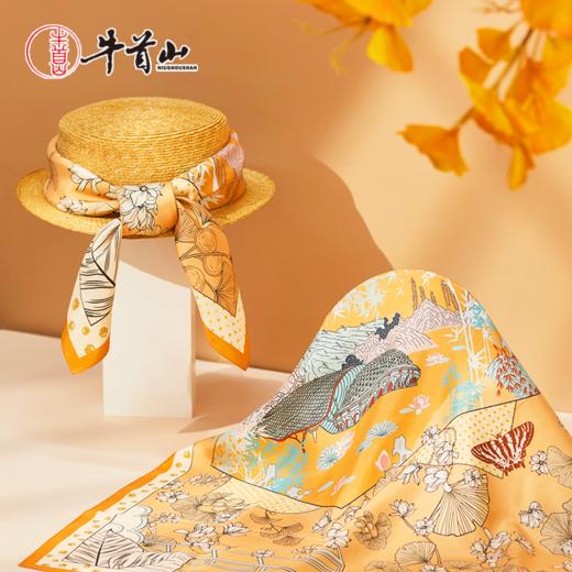 牛首山万事利联名一叶菩提系列双面印花方巾真丝复古送妈妈节日礼 商品图0