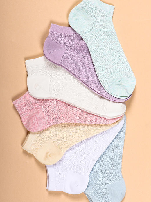 任选5双36.8元 足装秀女船袜夏季轻薄棉袜绢丝吸汗透气女士短袜 商品图2