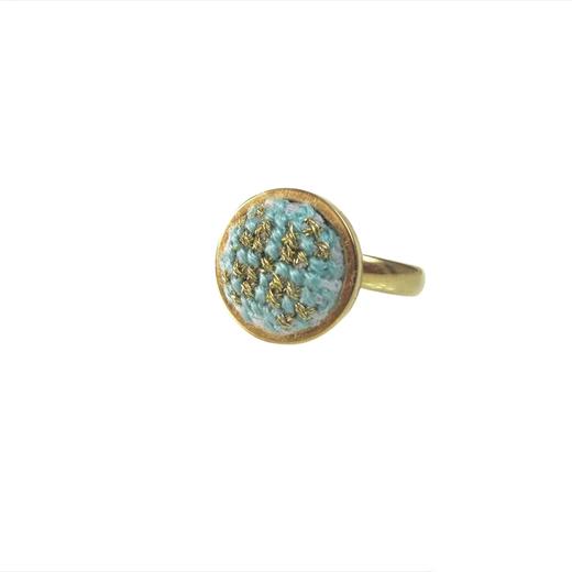 心艺手作：湖水青“努苏姆”戒指 Puffy Gold Ring in Teal 商品图6