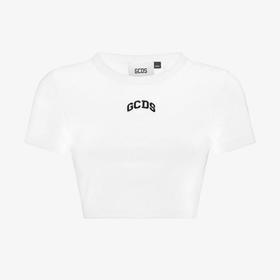 GCDS 女士字母徽标刺绣棉质圆领短袖T恤 白色 A2OW2318JA2 10